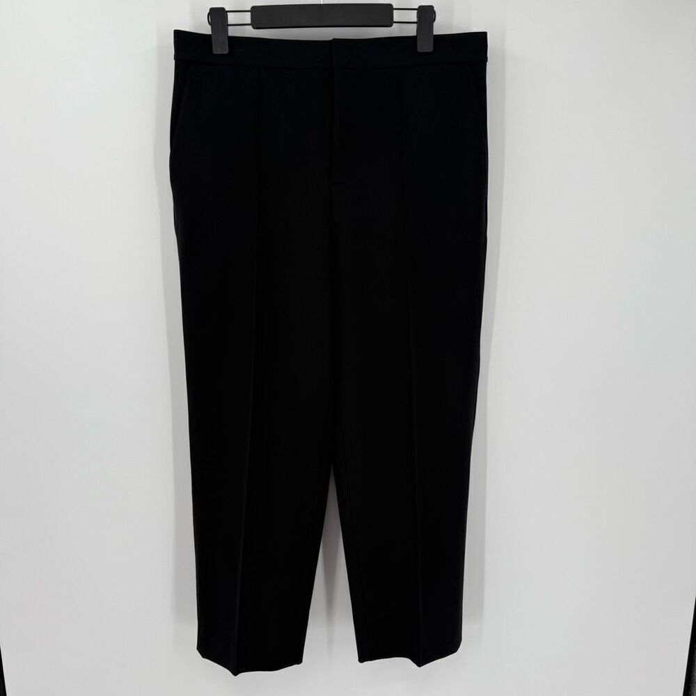 Vince Pintuck Tapered Trouser Pants Cropped Pockets Women 12 Black Office NWT - Picture 4 of 11